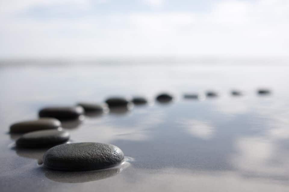 Small stepping stones in some smooth shallow water