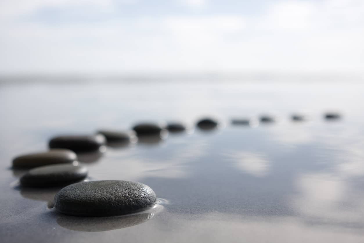 Small stepping stones in some smooth shallow water