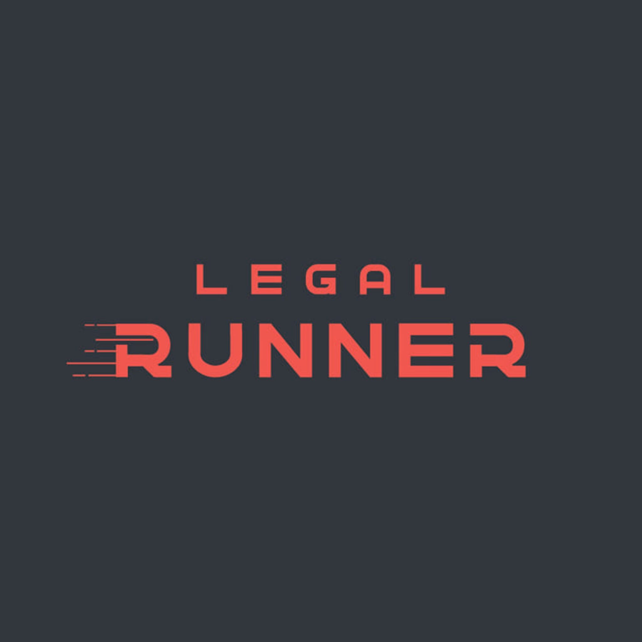 LegalRunner logo - red text on black background